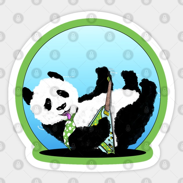 Panda Playing Electric Guitar Sticker by mailboxdisco